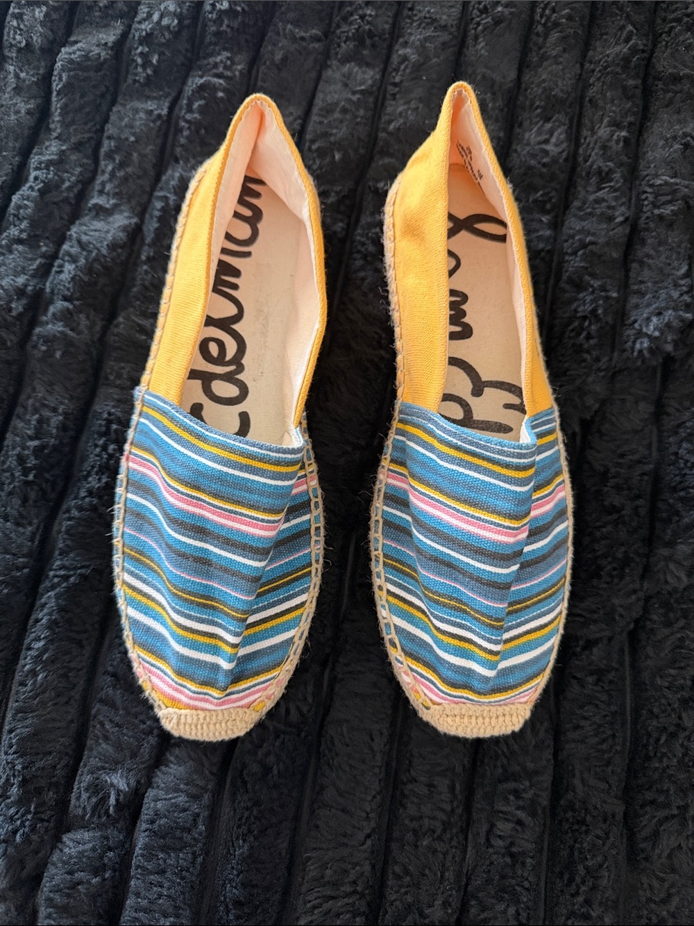 Sam Edelman Yellow & Blue Striped Espadrille Flats